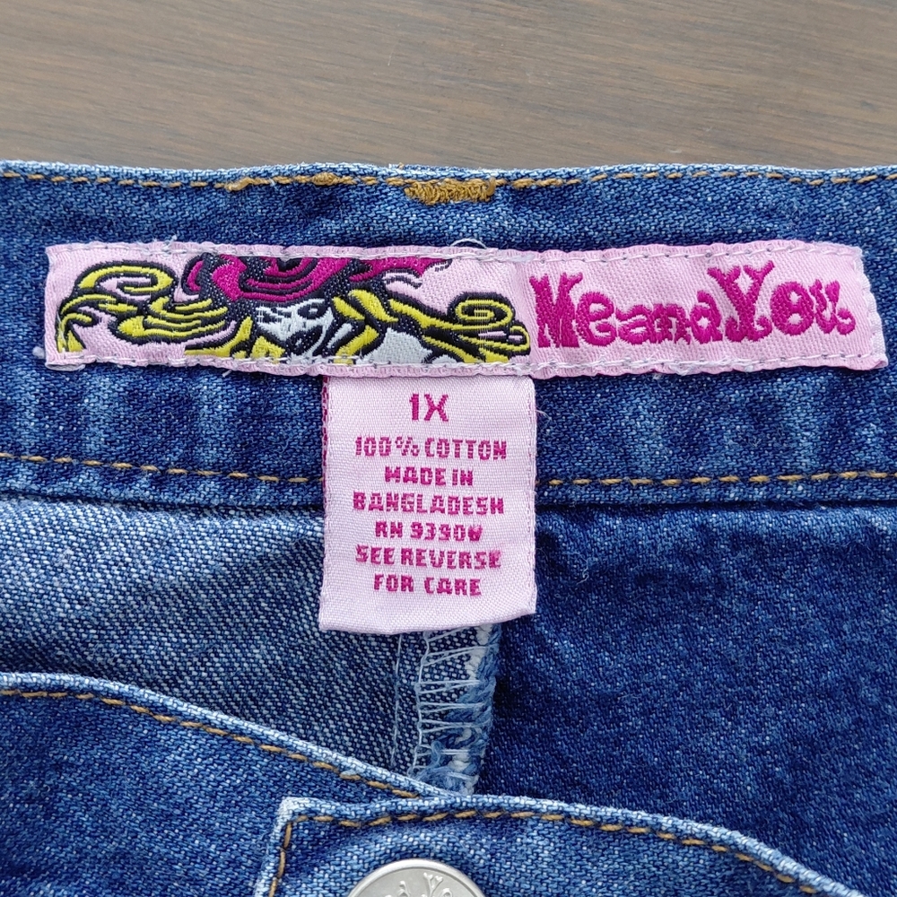 Meandyou Vintage Denim Western Country Boho Cotton Y2K Midi Layered Skirt. Sz 1X - Picture 5 of 6